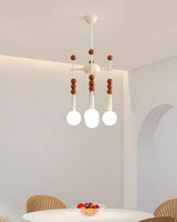 Modern Beadstream Frosted Glass Pendant Light with Polished Brown and Beige Beads