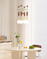 Modern Beadstream Frosted Glass Pendant Light with Polished Brown and Beige Beads
