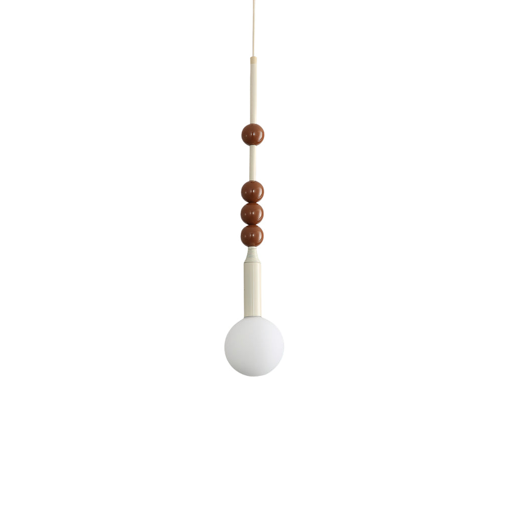 Modern Beadstream Frosted Glass Pendant Light with Polished Brown and Beige Beads