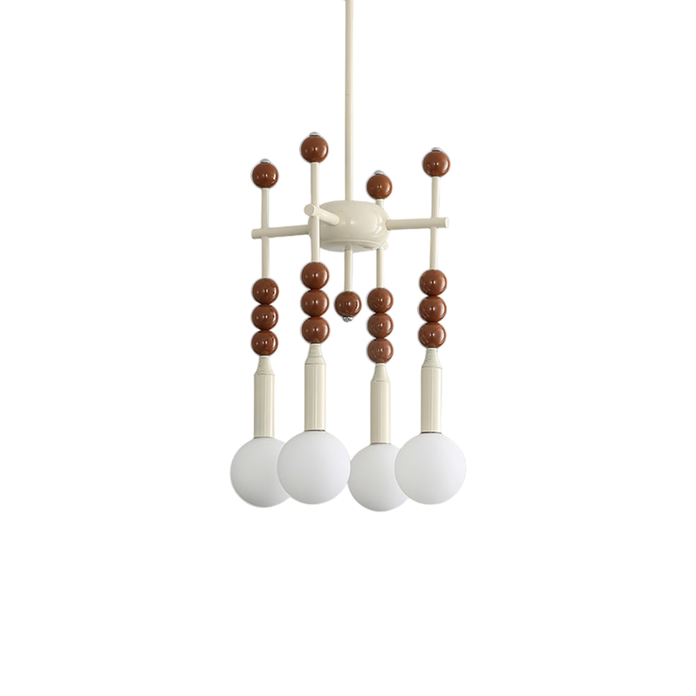 Modern Beadstream Frosted Glass Pendant Light with Polished Brown and Beige Beads