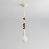 Modern Beadstream Frosted Glass Pendant Light with Polished Brown and Beige Beads