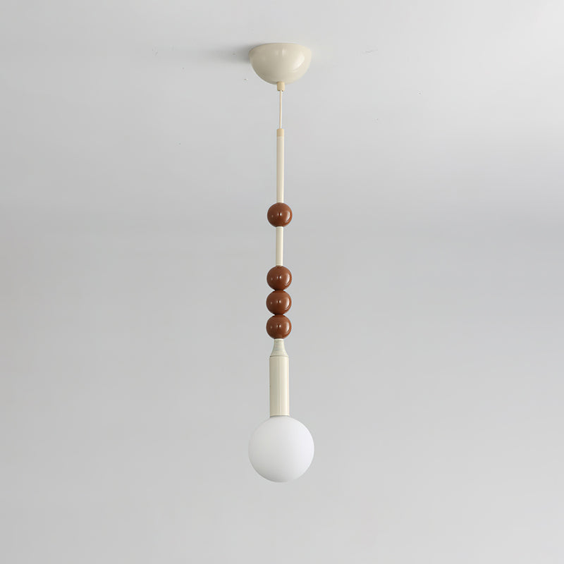 Modern Beadstream Frosted Glass Pendant Light with Polished Brown and Beige Beads