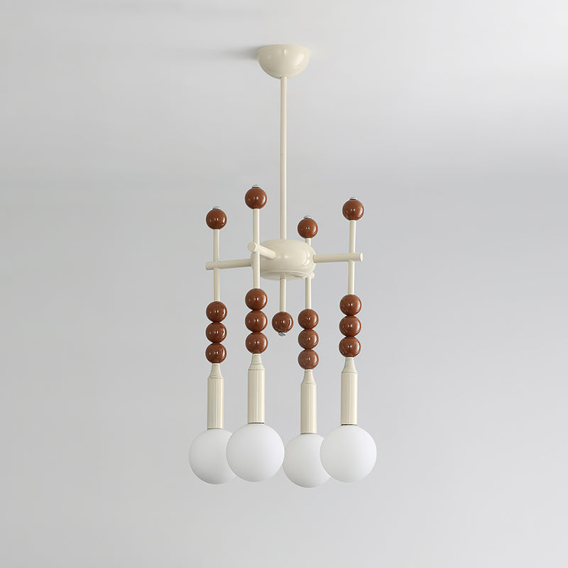 Modern Beadstream Frosted Glass Pendant Light with Polished Brown and Beige Beads