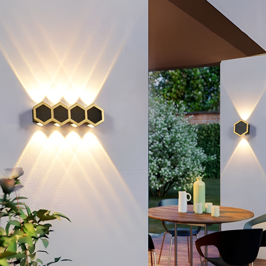 Modern Beehive LED Outdoor Wall Washer Light Waterproof Up and Down Exterior Sconce