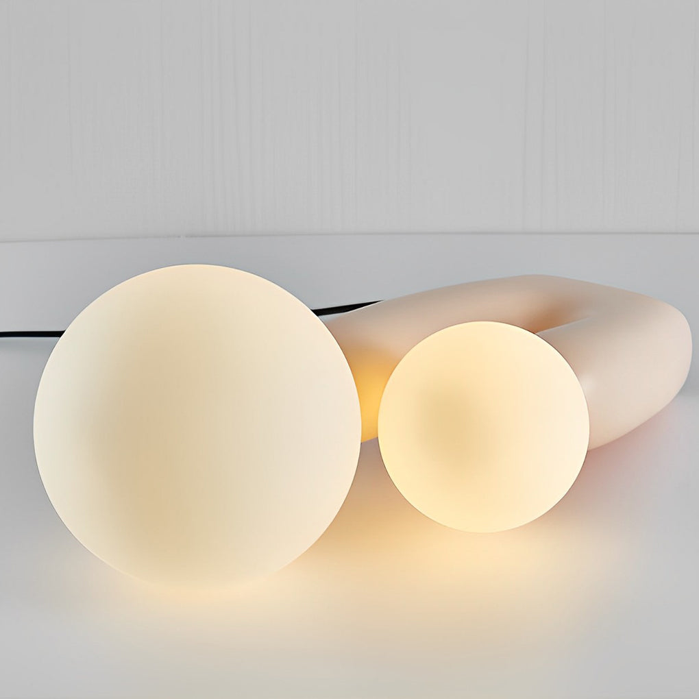 Modern Beige Cactus 2 Light LED Accent Table Lamp Nordic Resin and Glass Decorative Desk Light