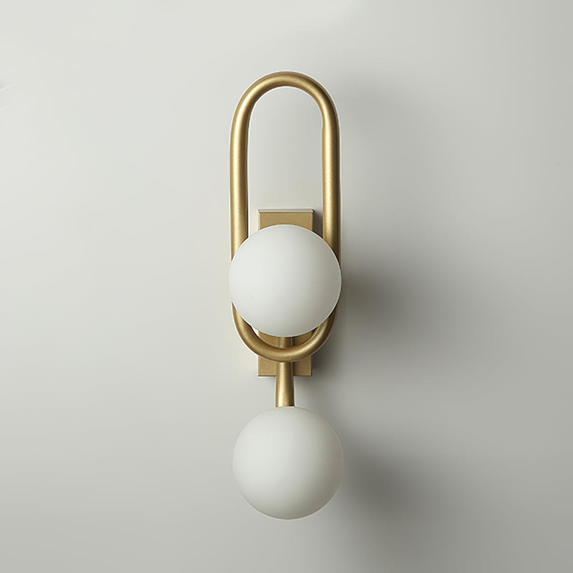Modern Belisto Gold Wall Lamp with Oval Metal Frame and White Glass Globe Shade