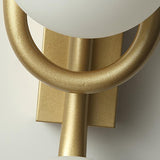 Modern Belisto Gold Wall Lamp with Oval Metal Frame and White Glass Globe Shade