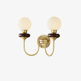 Modern Bellevue Opaline Glass and Walnut Wall Sconce with Brass Finish Indoor Lighting Fixture