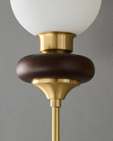 Modern Bellevue Opaline Glass and Walnut Wall Sconce with Brass Finish Indoor Lighting Fixture