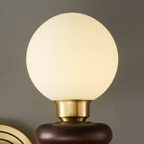 Modern Bellevue Opaline Glass and Walnut Wall Sconce with Brass Finish Indoor Lighting Fixture