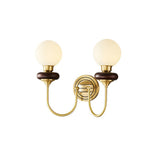 Modern Bellevue Opaline Glass and Walnut Wall Sconce with Brass Finish Indoor Lighting Fixture