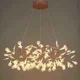 Modern Big O Firefly LED Circular Chandelier Ring Pendant Light with Leaf Accents