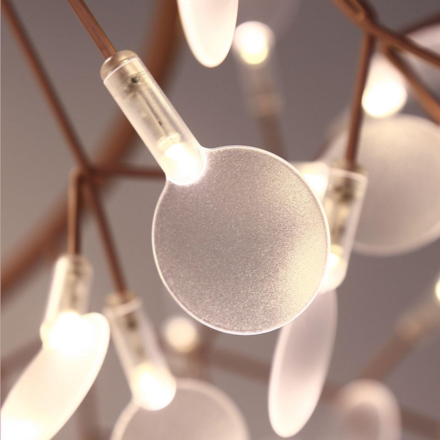 Modern Big O Firefly LED Circular Chandelier Ring Pendant Light with Leaf Accents