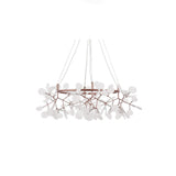 Modern Big O Firefly LED Circular Chandelier Ring Pendant Light with Leaf Accents