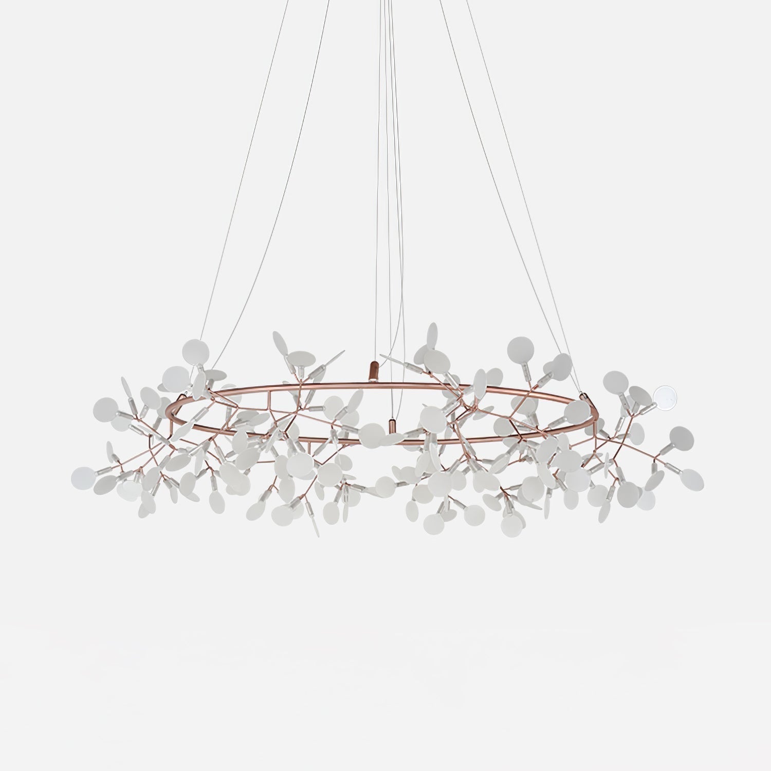 Modern Big O Firefly LED Circular Chandelier Ring Pendant Light with Leaf Accents