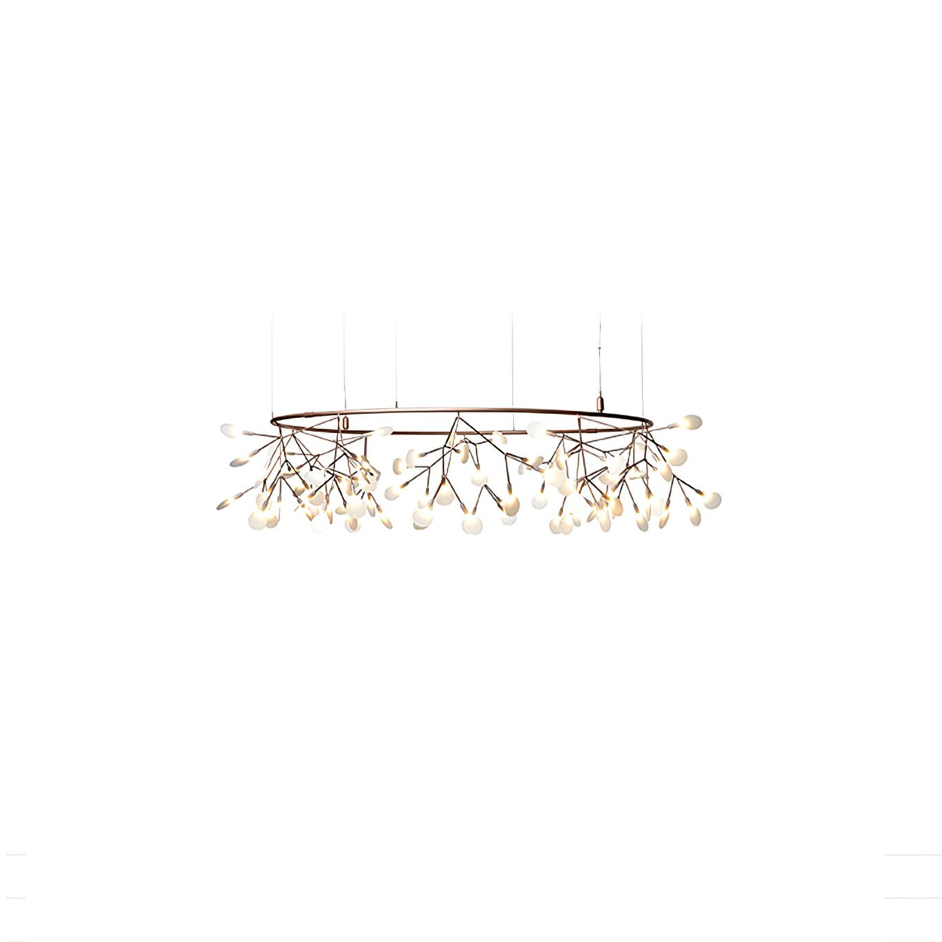 Modern Big O Firefly LED Circular Chandelier Ring Pendant Light with Leaf Accents