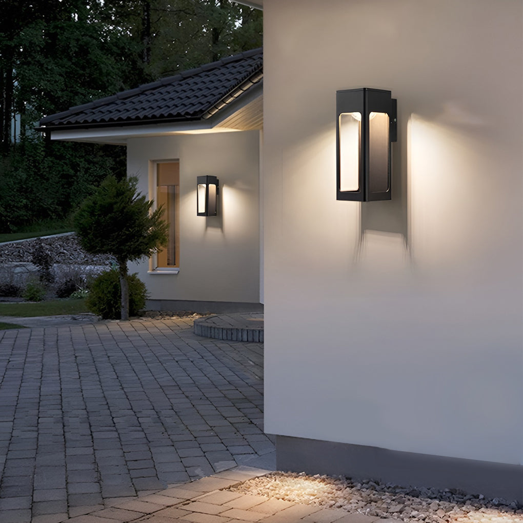 Modern Black 12W LED Outdoor Wall Sconce Waterproof Rectangular Exterior Porch Light