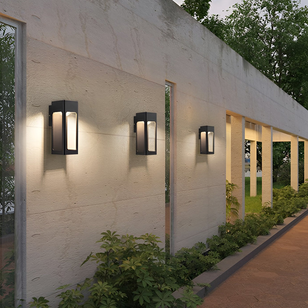 Modern Black 12W LED Outdoor Wall Sconce Waterproof Rectangular Exterior Porch Light