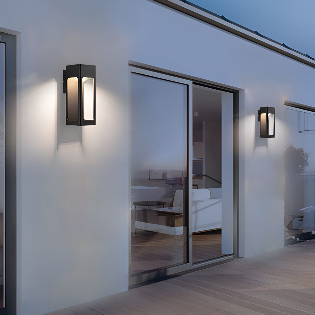Modern Black 12W LED Outdoor Wall Sconce Waterproof Rectangular Exterior Porch Light