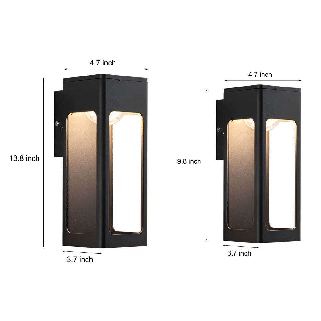 Modern Black 12W LED Outdoor Wall Sconce Waterproof Rectangular Exterior Porch Light