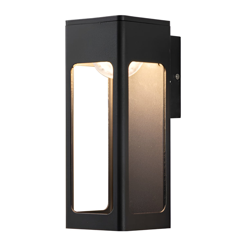 Modern Black 12W LED Outdoor Wall Sconce Waterproof Rectangular Exterior Porch Light