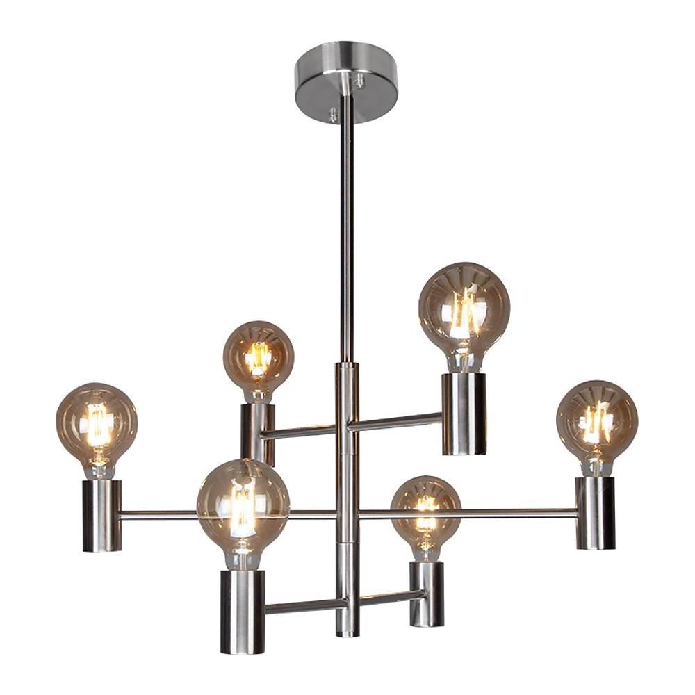 Modern Black 6 Light Sputnik Chandelier Nordic Industrial Semi Flush Mount Pendant Light