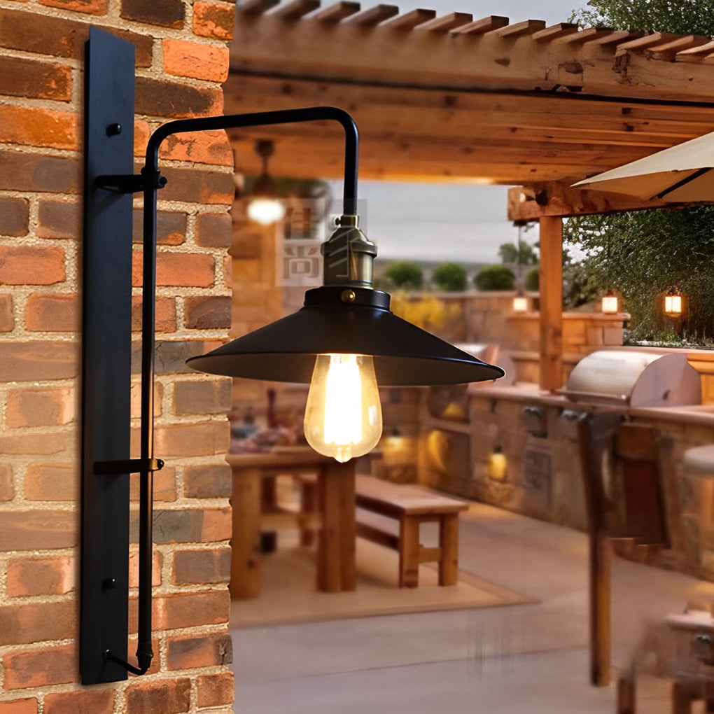 Modern Black Adjustable Industrial Wall Sconce LED Retro Iron and Glass Wall Lamp