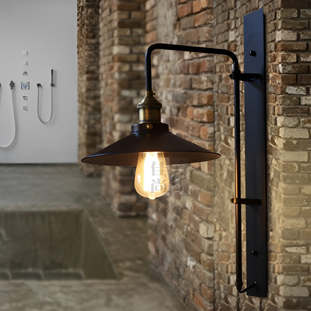 Modern Black Adjustable Industrial Wall Sconce LED Retro Iron and Glass Wall Lamp