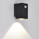 Modern Black Adjustable Motion Sensor Outdoor Wall Sconce IP64 Waterproof Up and Down Exterior Light