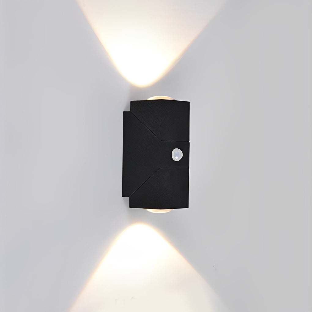 Modern Black Adjustable Motion Sensor Outdoor Wall Sconce IP64 Waterproof Up and Down Exterior Light