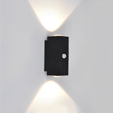 Modern Black Adjustable Motion Sensor Outdoor Wall Sconce IP64 Waterproof Up and Down Exterior Light