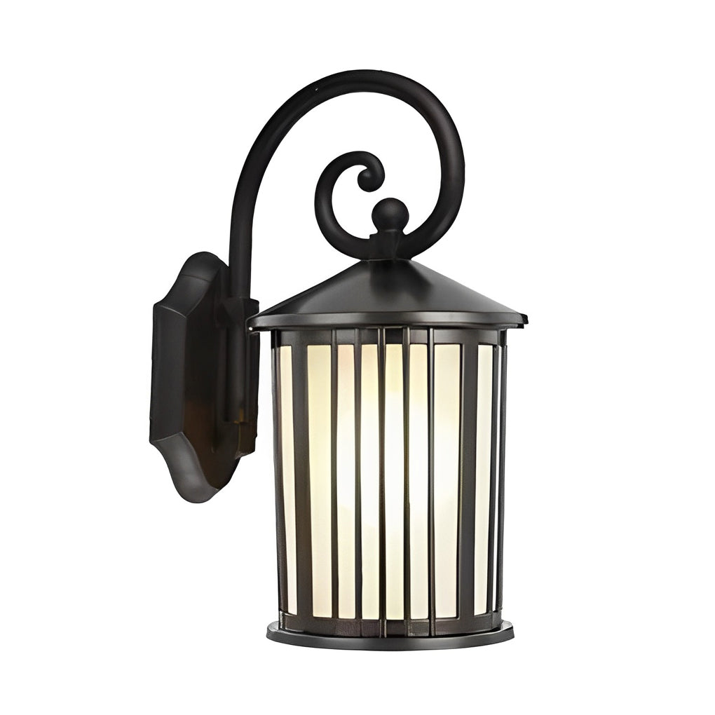 Modern Black Aluminum Exterior Wall Light with Clear Striped Glass Sconce for Porch and Garden