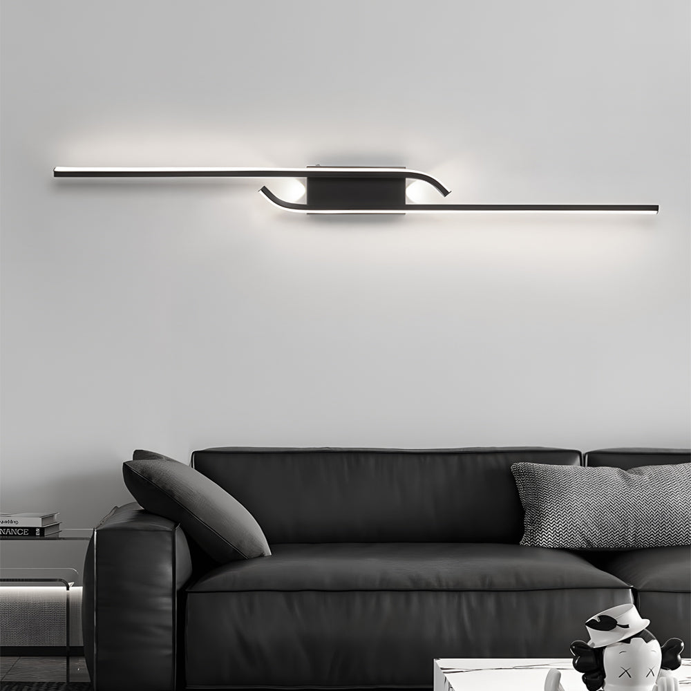 Modern Black Aluminum LED Long Strip Wall Light Minimalist Nordic Indoor Sconce Lamp