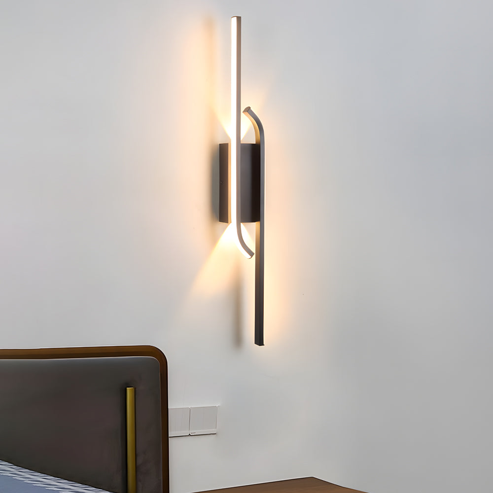 Modern Black Aluminum LED Long Strip Wall Light Minimalist Nordic Indoor Sconce Lamp