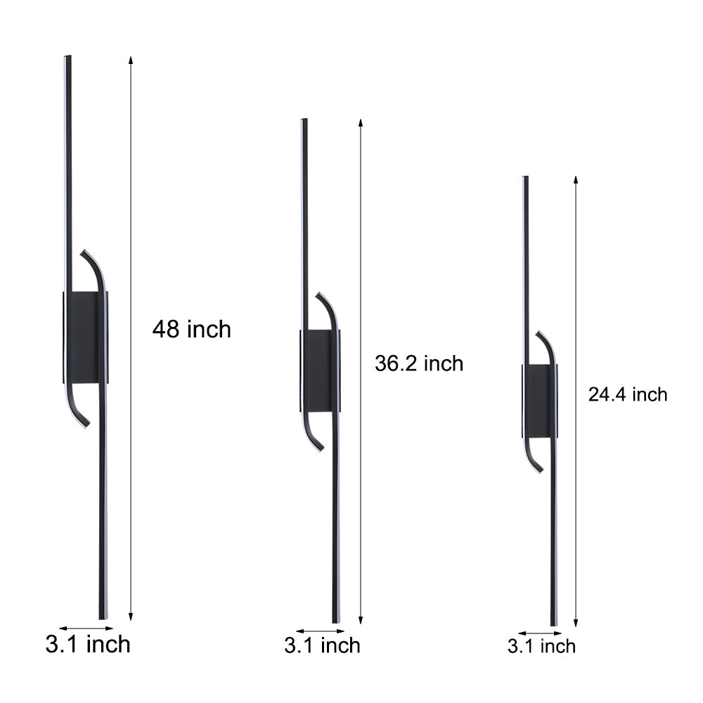 Modern Black Aluminum LED Long Strip Wall Light Minimalist Nordic Indoor Sconce Lamp