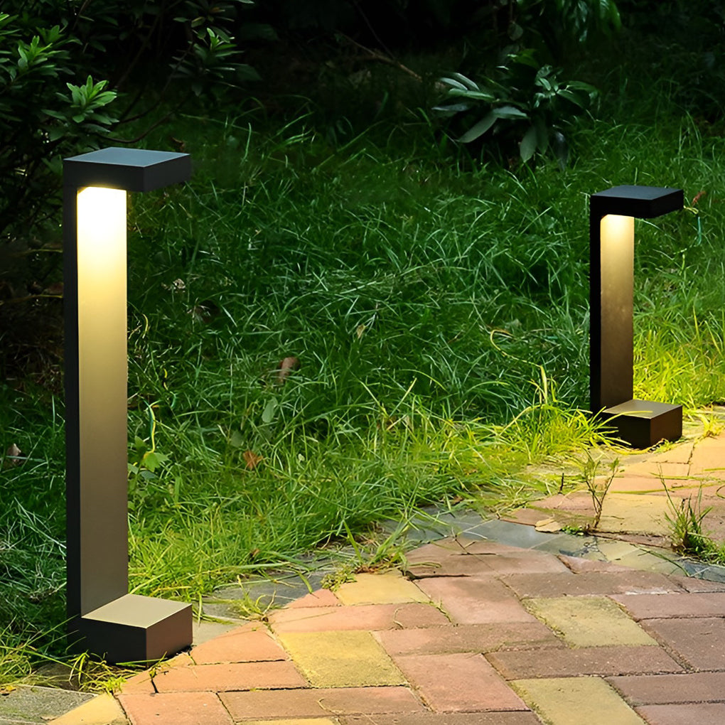 Modern Black Aluminum LED Outdoor Landscape Garden Path Bollard Light Waterproof IP65