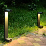 Modern Black Aluminum LED Outdoor Landscape Garden Path Bollard Light Waterproof IP65