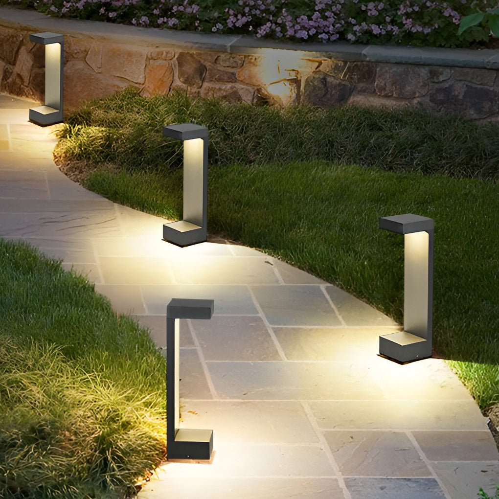 Modern Black Aluminum LED Outdoor Landscape Garden Path Bollard Light Waterproof IP65