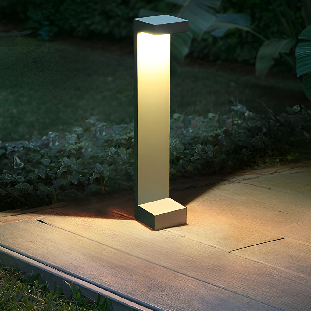 Modern Black Aluminum LED Outdoor Pathway Lights Waterproof Landscape Bollard Lamps