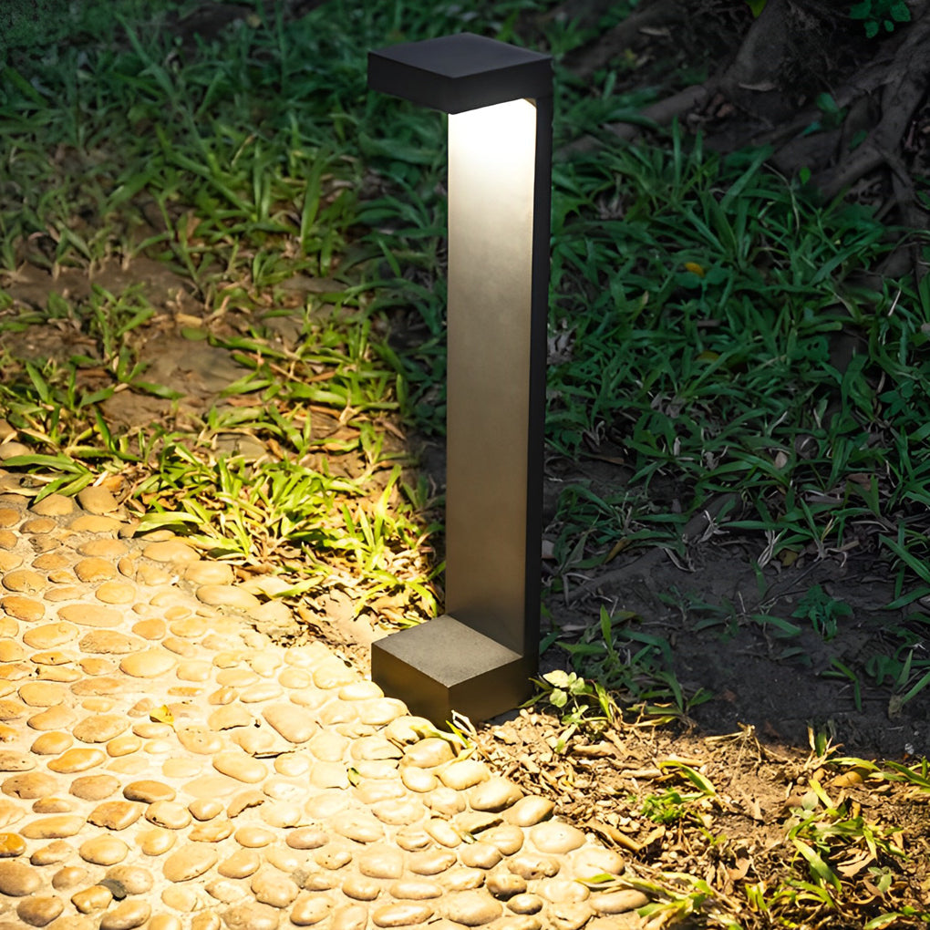 Modern Black Aluminum LED Outdoor Pathway Lights Waterproof Landscape Bollard Lamps