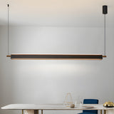 Modern Black Aluminum Linear LED Pendant Light for Kitchen Island and Dining Room