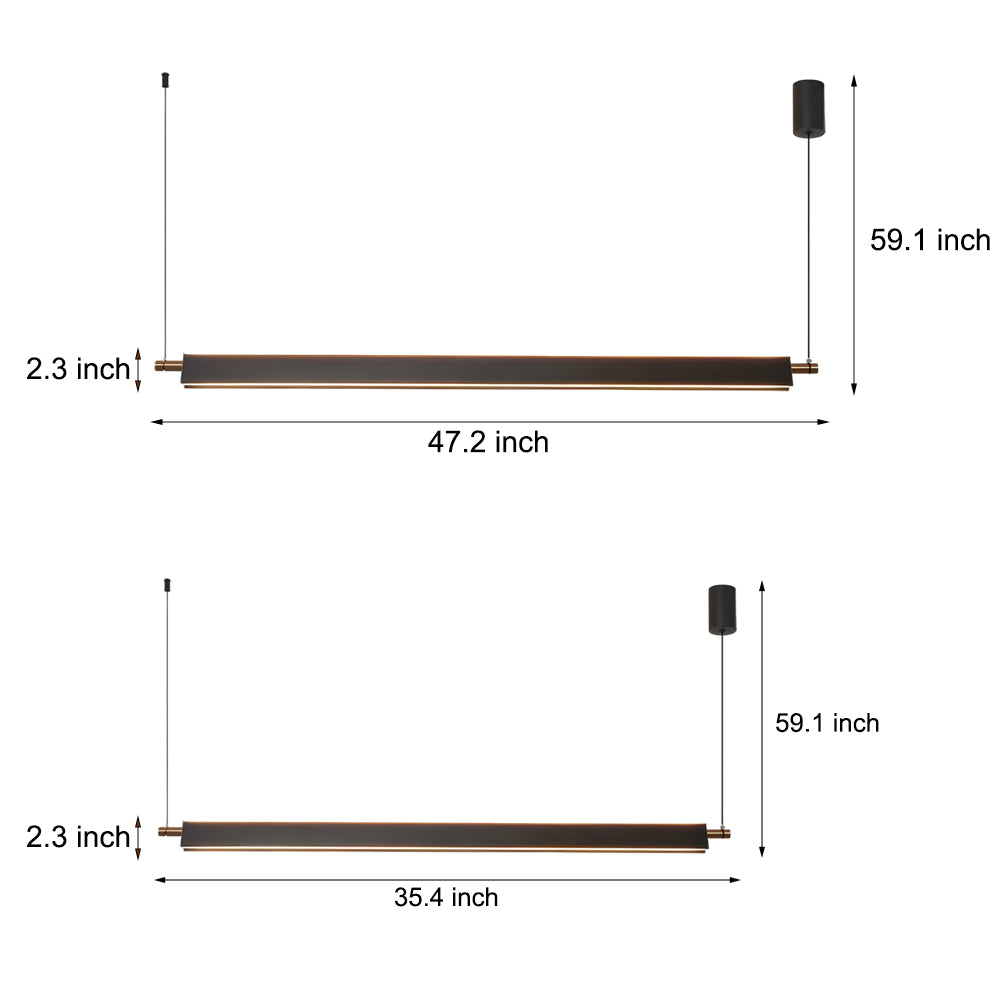 Modern Black Aluminum Linear LED Pendant Light for Kitchen Island and Dining Room
