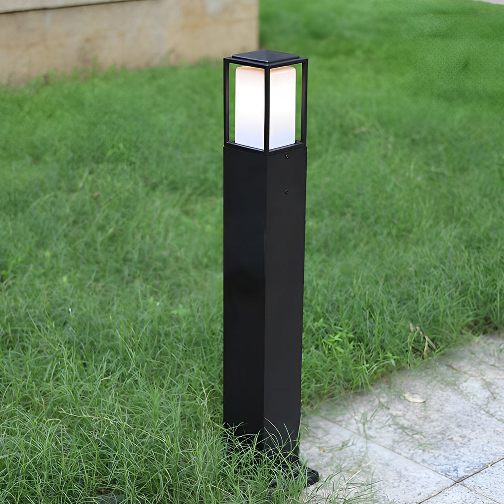 Modern Black Aluminum Square Outdoor Bollard Light for Path and Garden Illumination