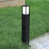 Modern Black Aluminum Square Outdoor Bollard Light for Path and Garden Illumination