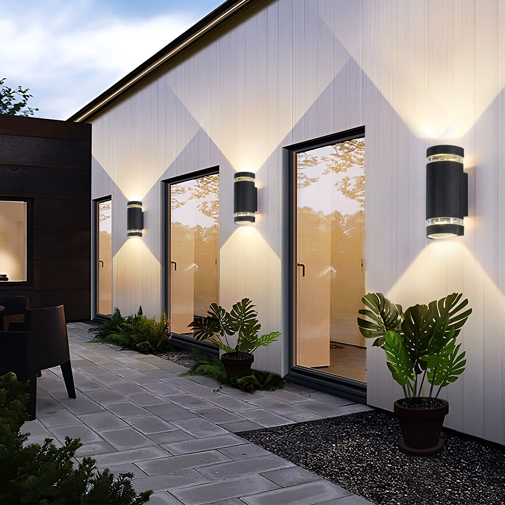 Modern Black Aluminum Waterproof LED Up and Down Outdoor Wall Sconce Lighting
