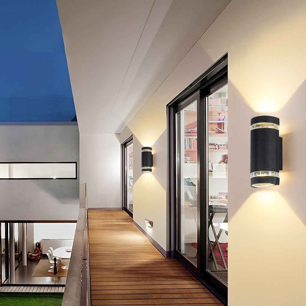 Modern Black Aluminum Waterproof LED Up and Down Outdoor Wall Sconce Lighting
