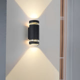 Modern Black Aluminum Waterproof LED Up and Down Outdoor Wall Sconce Lighting