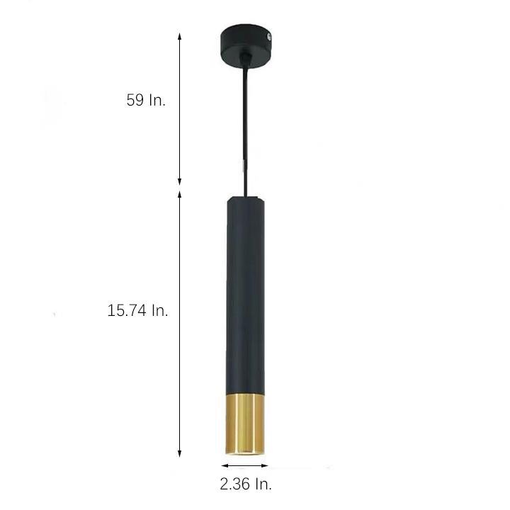 Modern Black and Gold Cylinder LED Pendant Light for Kitchen Island and Dining Room