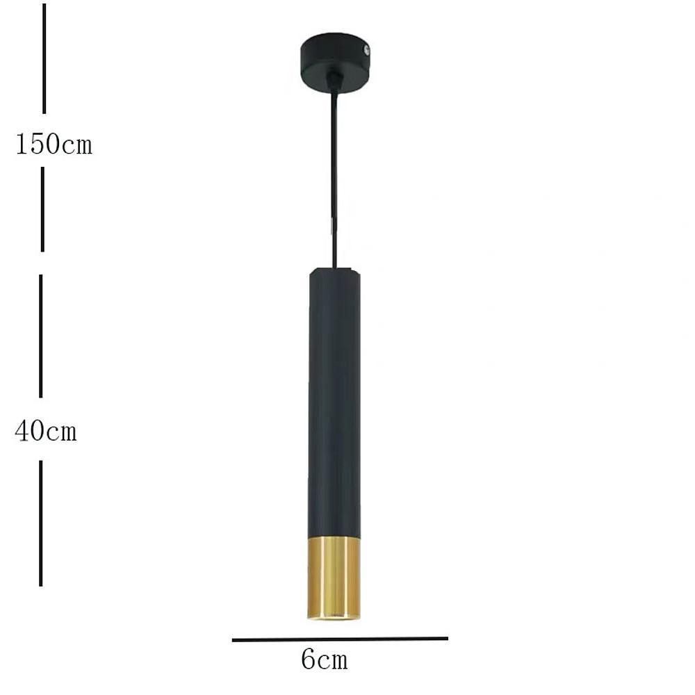 Modern Black and Gold Cylinder LED Pendant Light for Kitchen Island and Dining Room