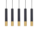 Modern Black and Gold Cylinder LED Pendant Light for Kitchen Island and Dining Room